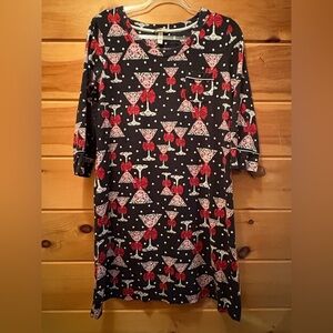 Soma Black and Red Cocktail Print Nightgown